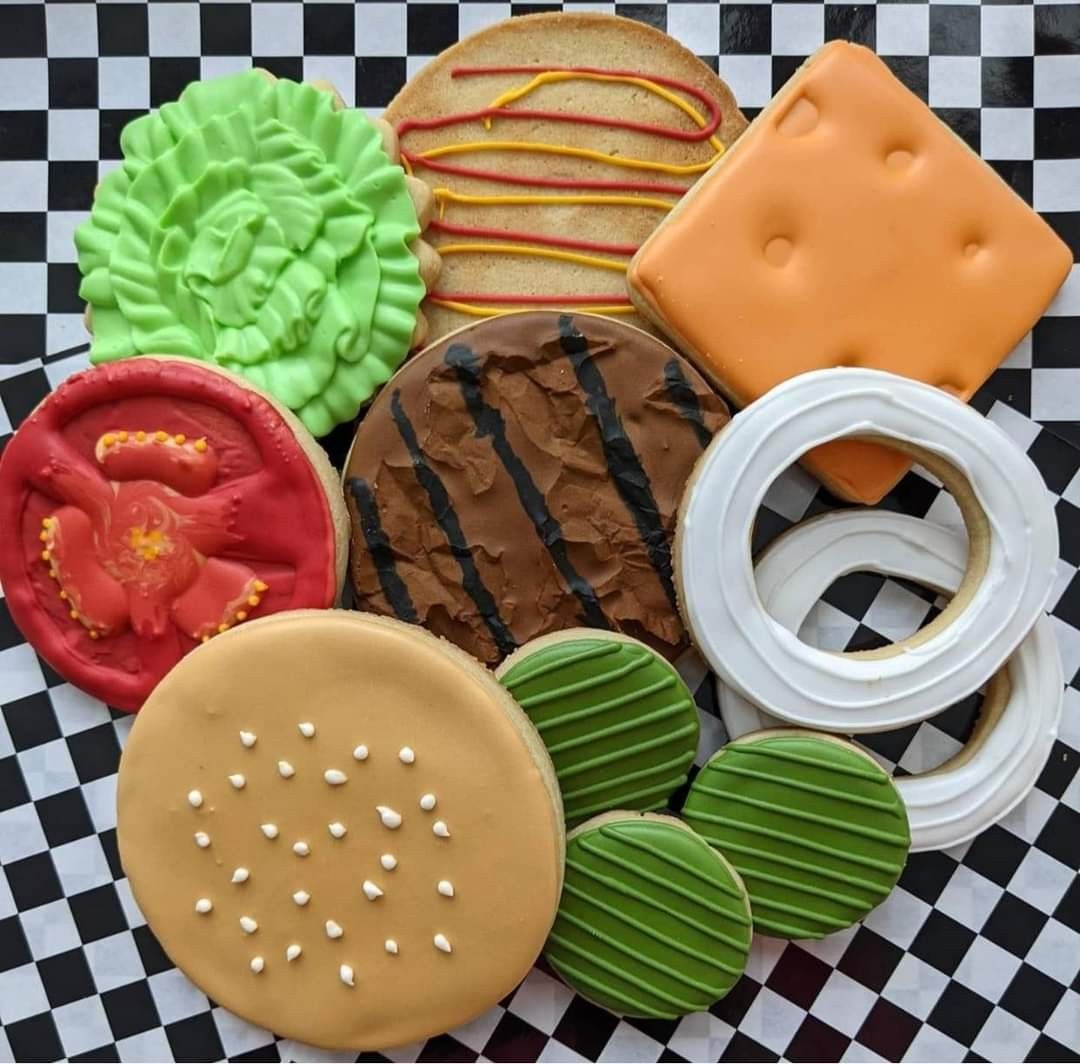 Burger Decorated Sugar Cookies
