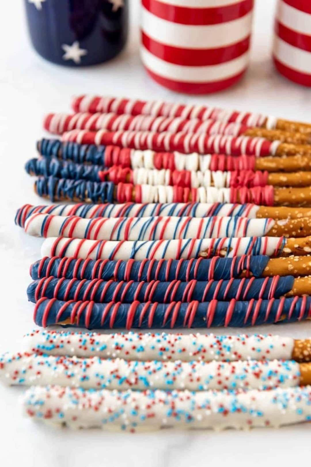 Patriotic Chocolate Covered Pretzels