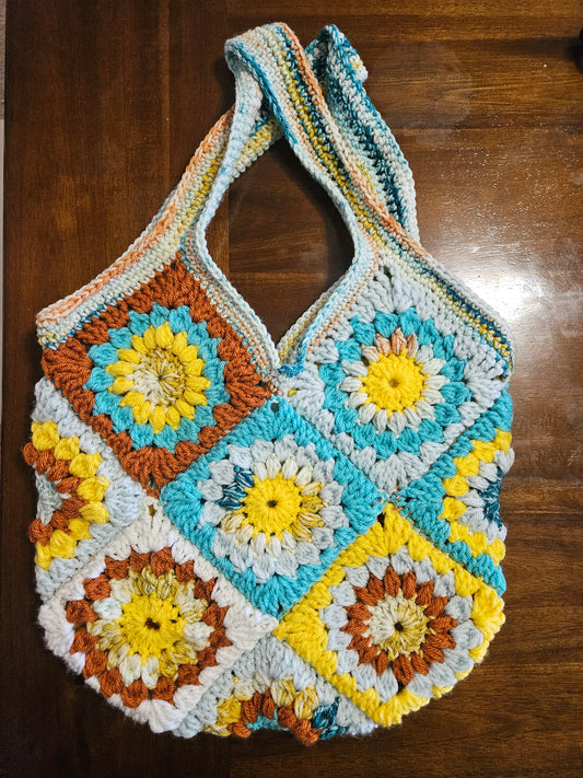 Granny Square Sunburst Crochet Purse